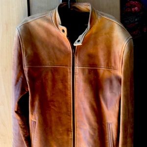 Leather casual bomber